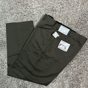 Savane Mens Dress Pants Mens 38X30 Green Flat Front Straight Comfort Waist NEW